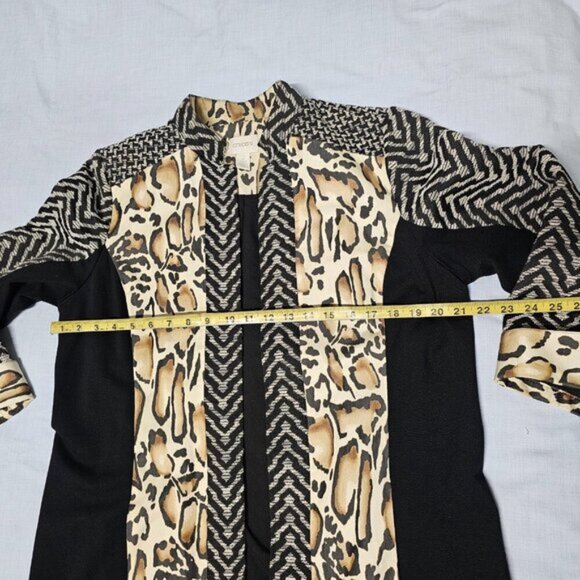 Chico's Open Coat Jacket Women Size 2 Animal Print Tapestry - Picture 7 of 13